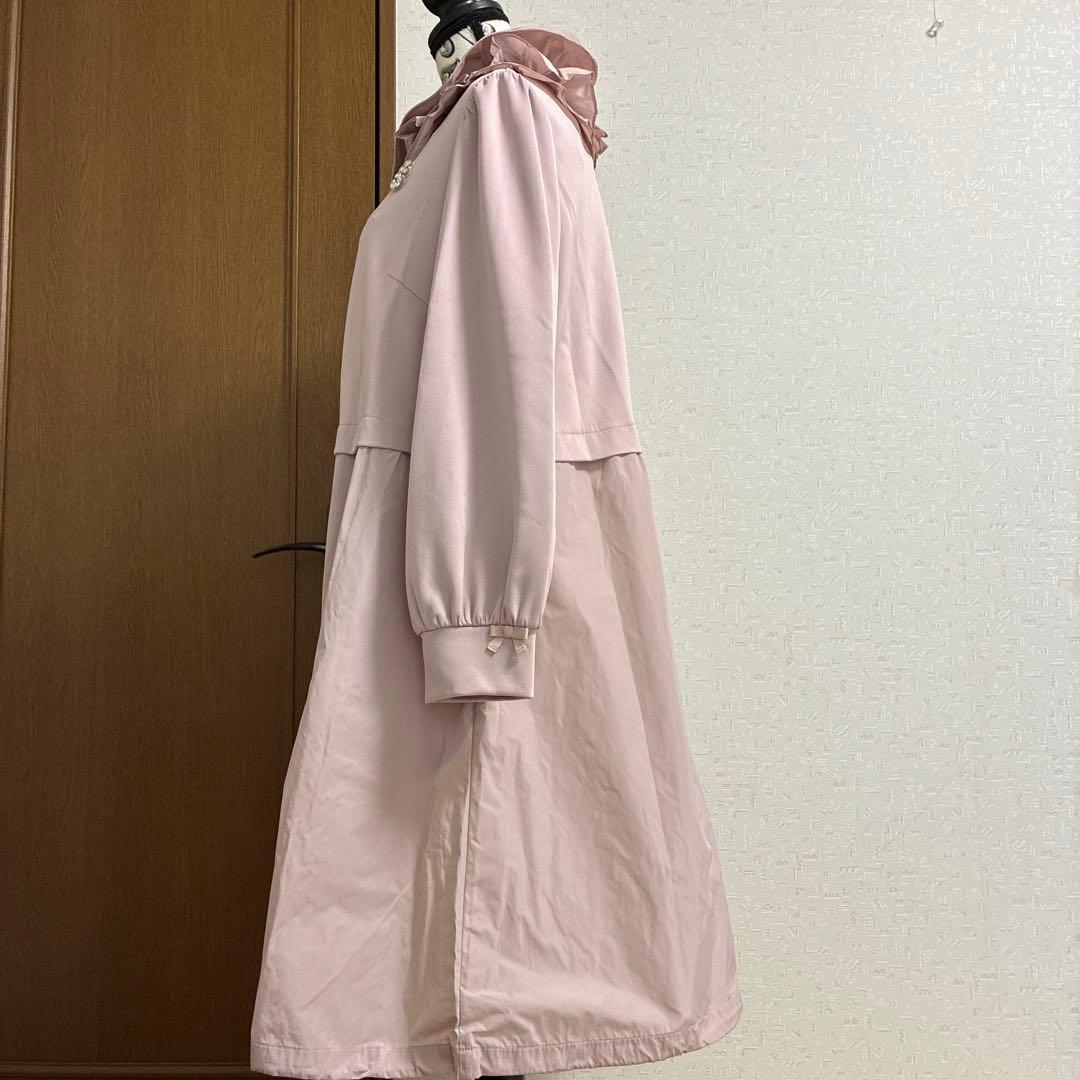 スーパービューティー☆44☆新品　フリル襟ダンボールニット&タフタ切り替えコート