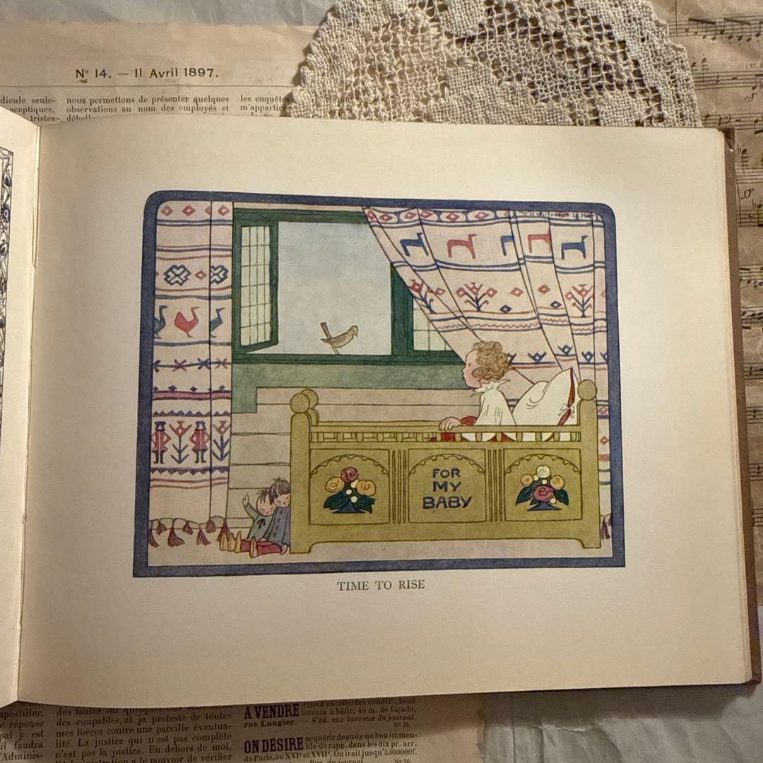 1931年アンティーク愛らしい絵本ルメール洋書　古書ジャンクジャーナル素材　額装