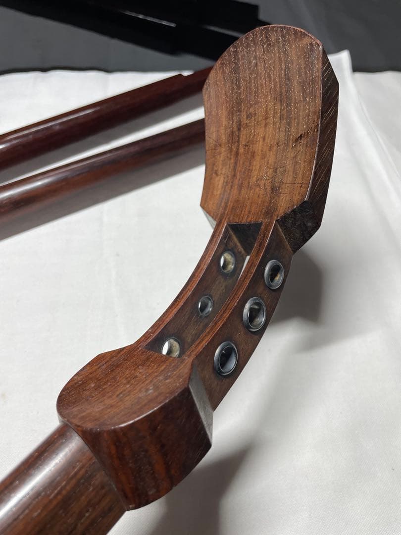 紫檀。木。三味線の構件。昭和時代。美品。舊家蔵出し。希少品。重量約838.5g