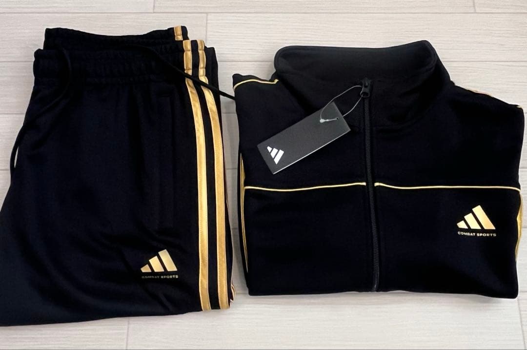adidas ジャージ上下セット XL 黒×金 新品 COMBAT SPORTS