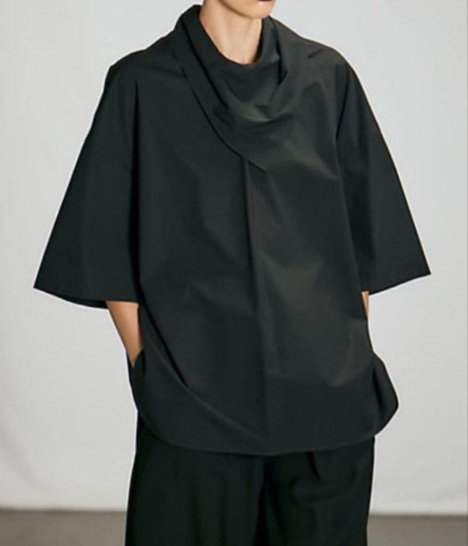 美品 22SS エンフォルド タイプライター ドレープネック Tシャツ ブラック