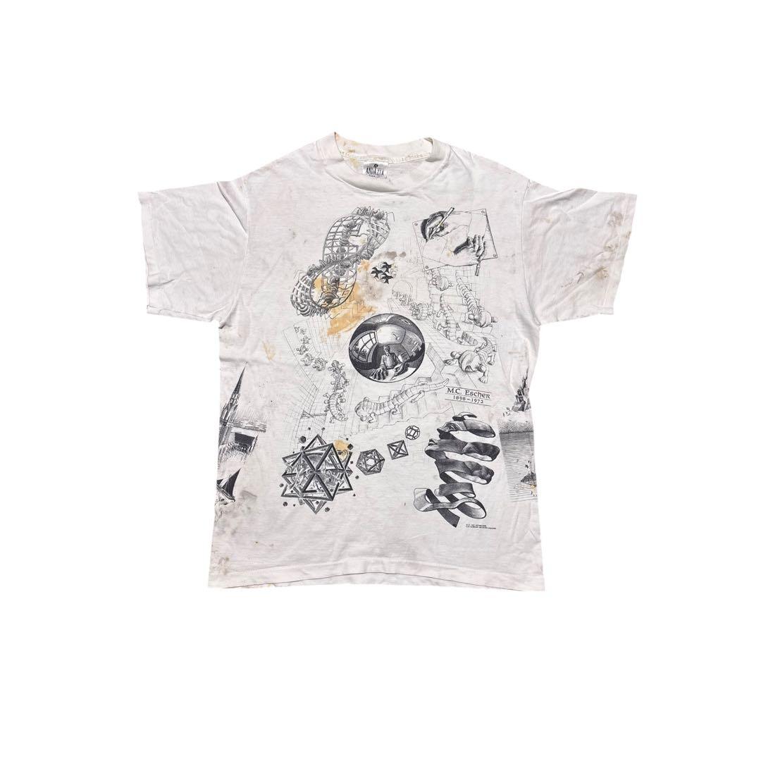 【boro】 90s Escher art T shirt \"マルチプリント\"