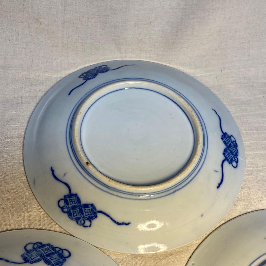 伊万里　古伊万里　中皿　染付　花鳥の図　3客