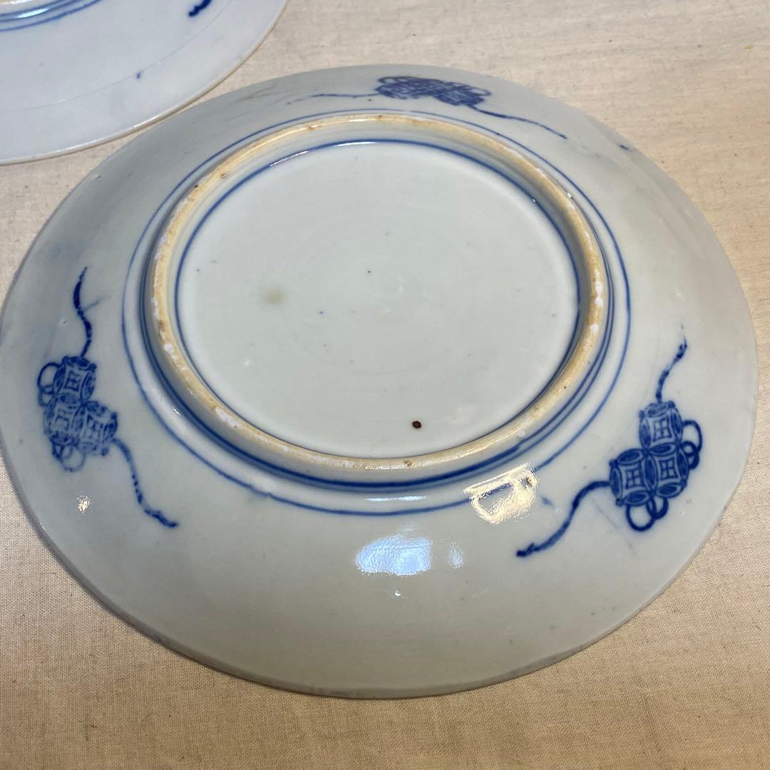 伊万里　古伊万里　中皿　染付　花鳥の図　3客