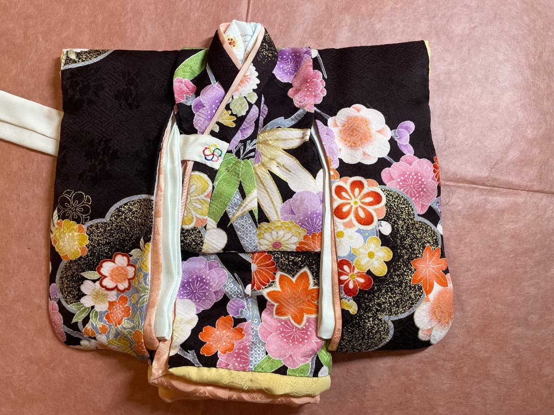 ご予約品[静] 市松人形 10号サイズの着物と長襦袢のセットと帯のセット