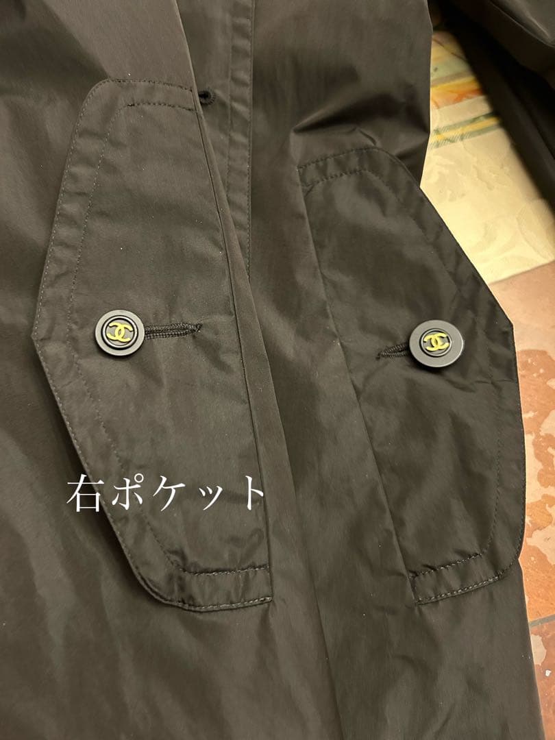 希少CHANEL シャネルブラック 薄手トレンチコート