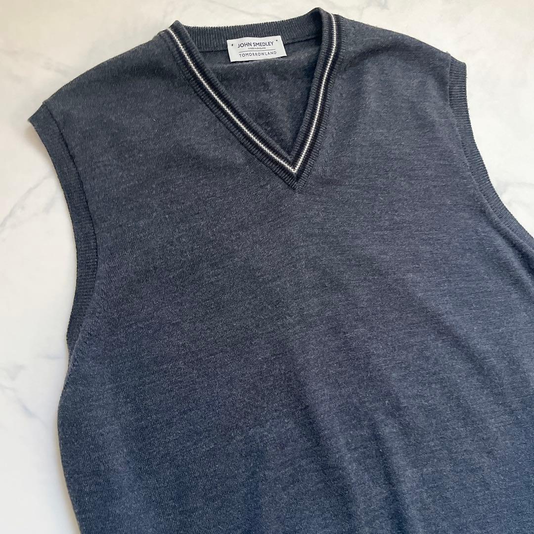 JOHN SMEDLEY ジョンスメドレー ニットベスト グレー Ｖネック L