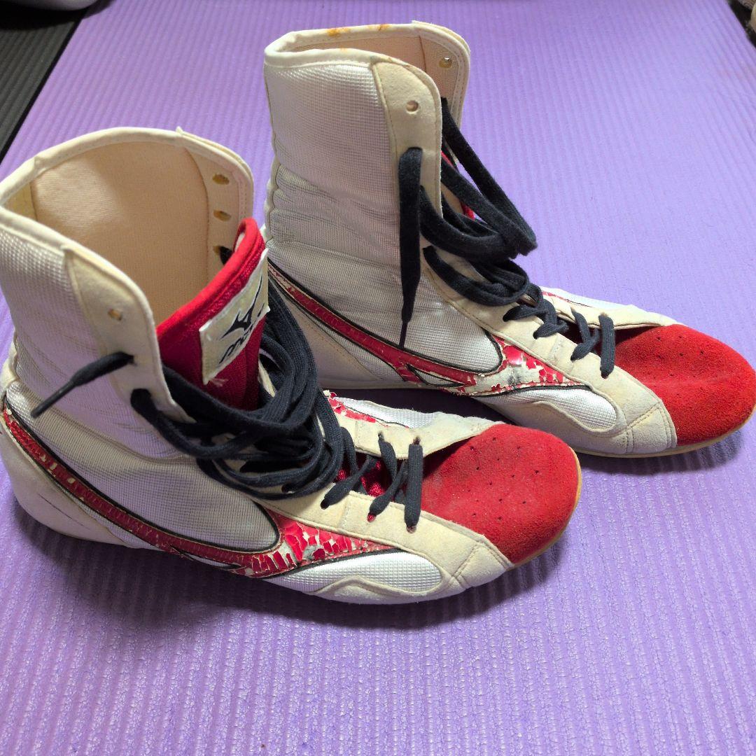 Mizuno ボクシングシューズ ハイカット ホワイト/レッド