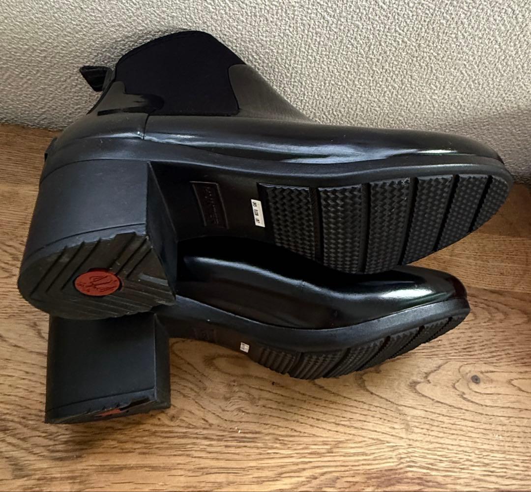 美品 HUNTER ブラック レインブーツ 中ヒール　24cm