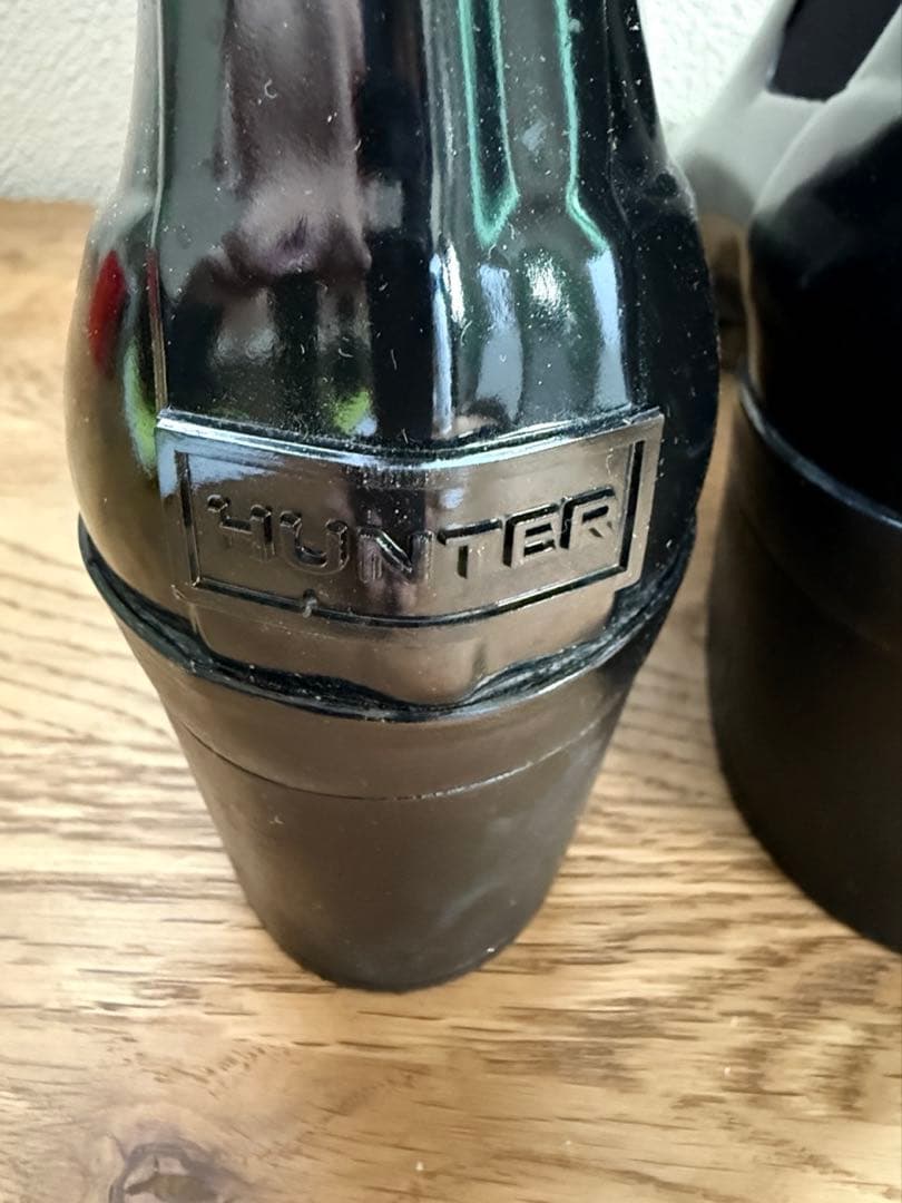 美品 HUNTER ブラック レインブーツ 中ヒール　24cm