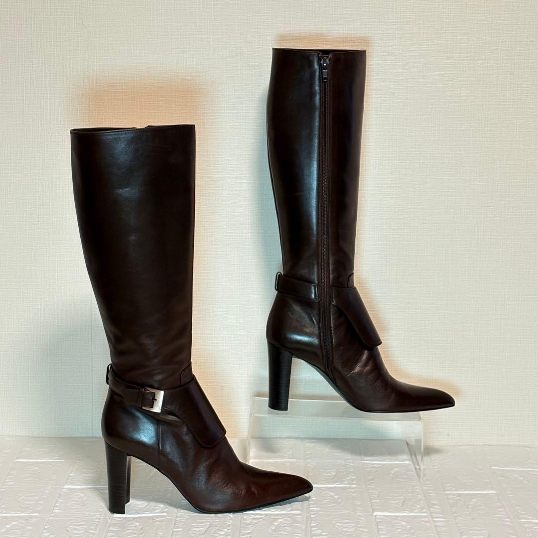 DIANA ダイアナ ロングブーツ ダークブラウン 24cm ポインテッドトゥ