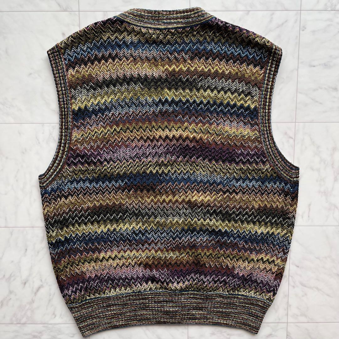 MISSONI ニットベスト リネンコットン　総柄 マルチカラー イタリア製