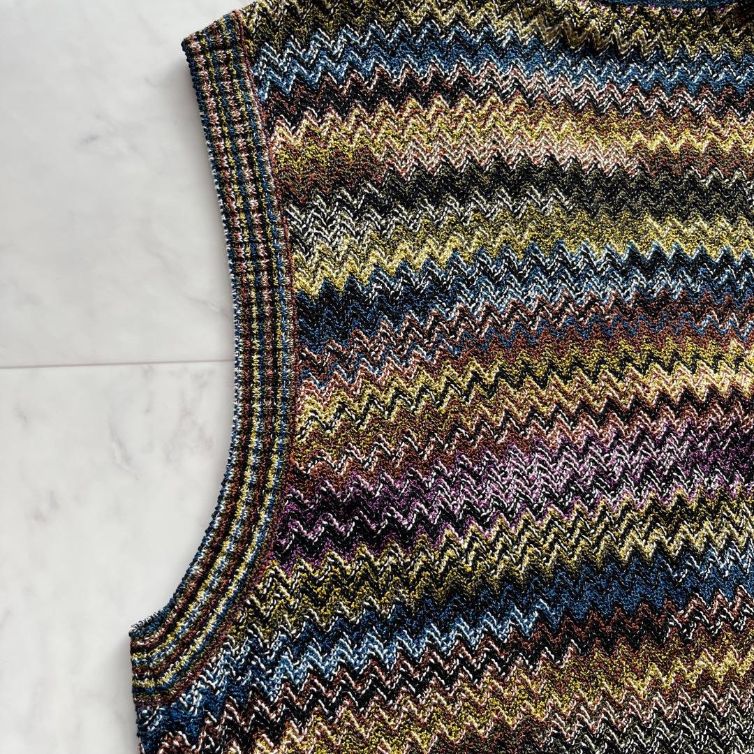 MISSONI ニットベスト リネンコットン　総柄 マルチカラー イタリア製