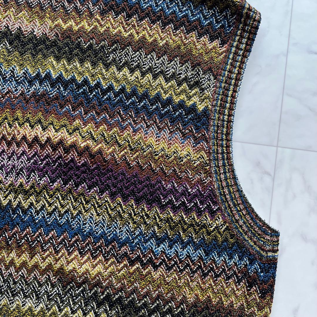 MISSONI ニットベスト リネンコットン　総柄 マルチカラー イタリア製