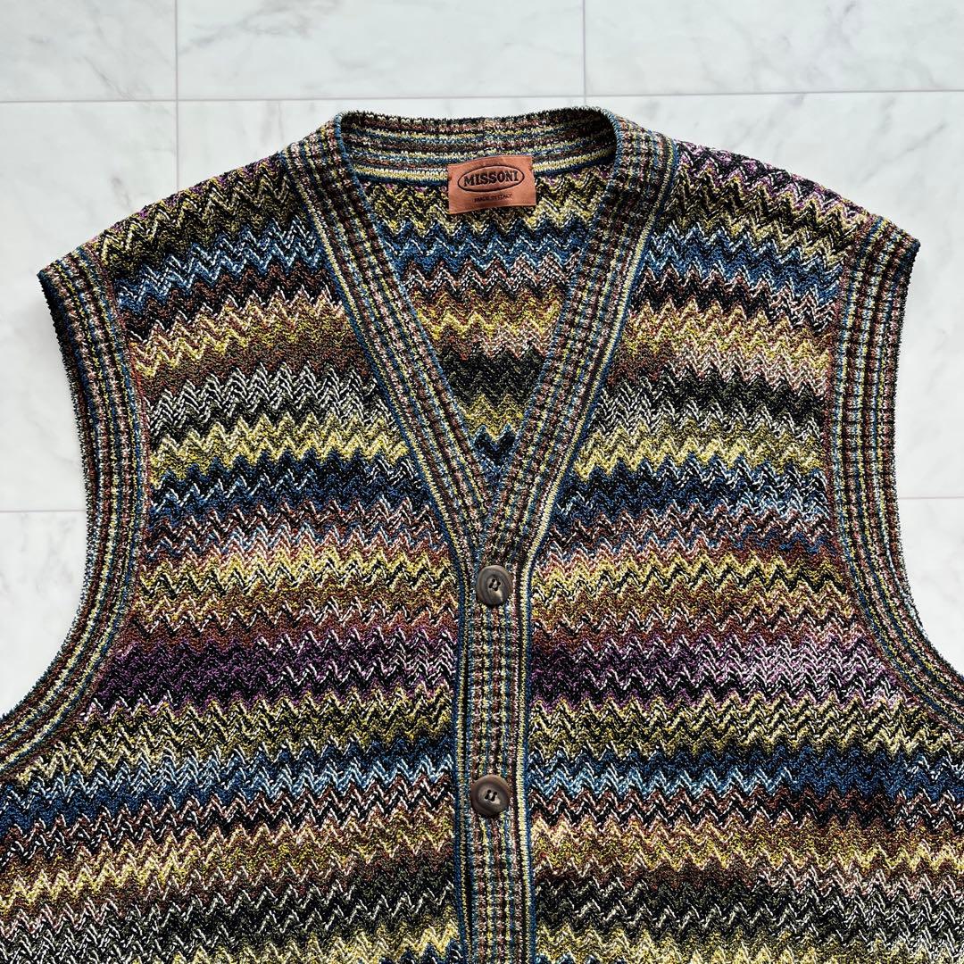 MISSONI ニットベスト リネンコットン　総柄 マルチカラー イタリア製