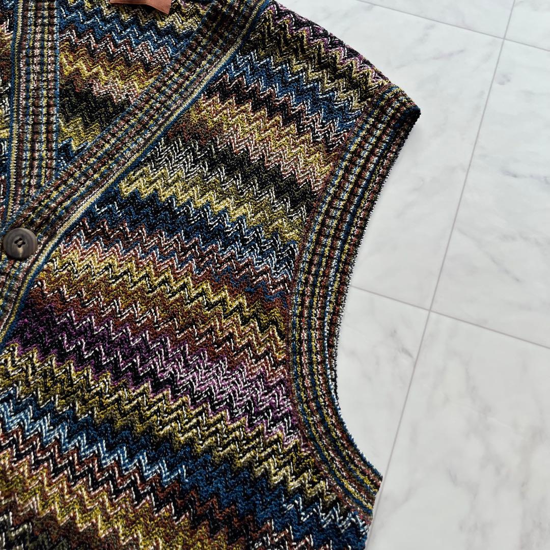 MISSONI ニットベスト リネンコットン　総柄 マルチカラー イタリア製