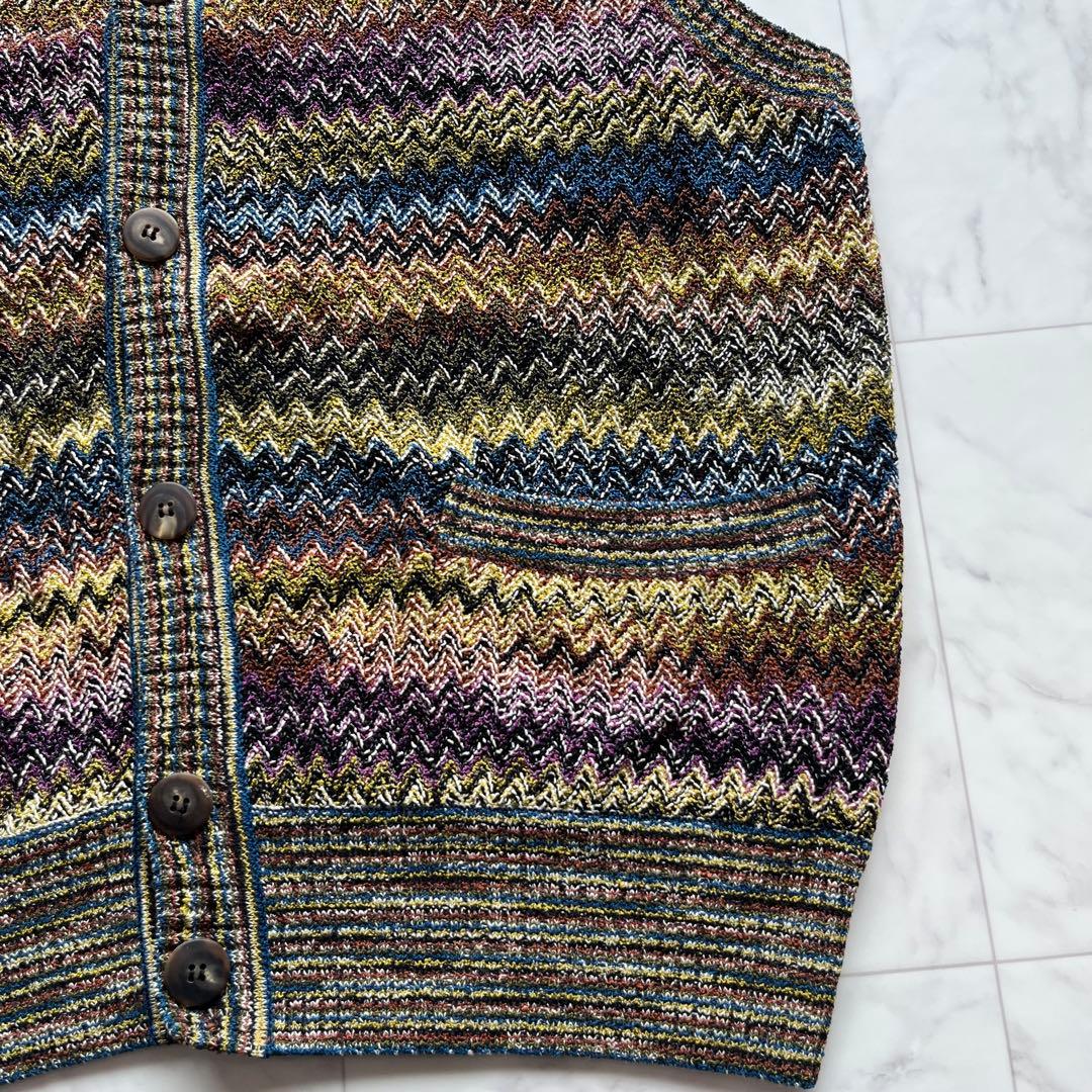 MISSONI ニットベスト リネンコットン　総柄 マルチカラー イタリア製