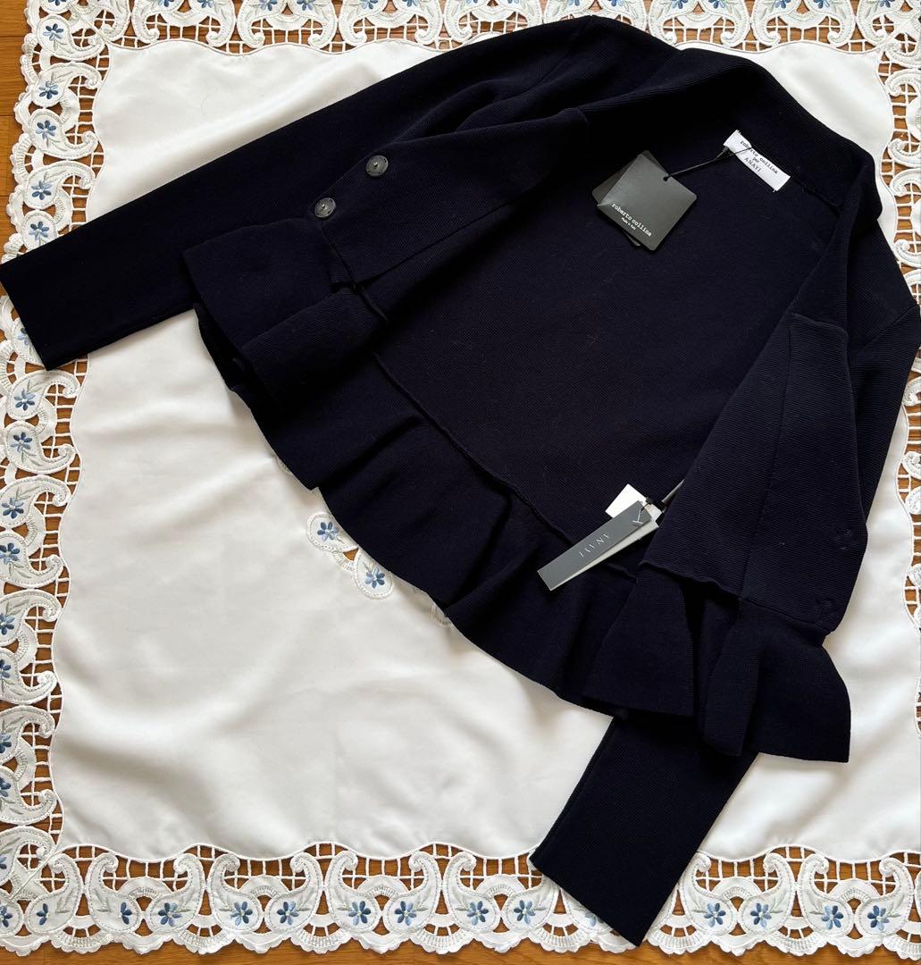 【新品未使用】ANAYI ペプラム付きジャケット　濃紺Made in Italy