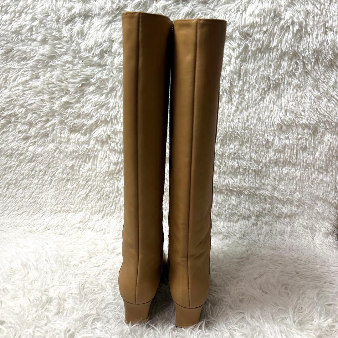 【未使用品】FABIO RUSCONI×ANAYI レザーロングブーツ ベージュ
