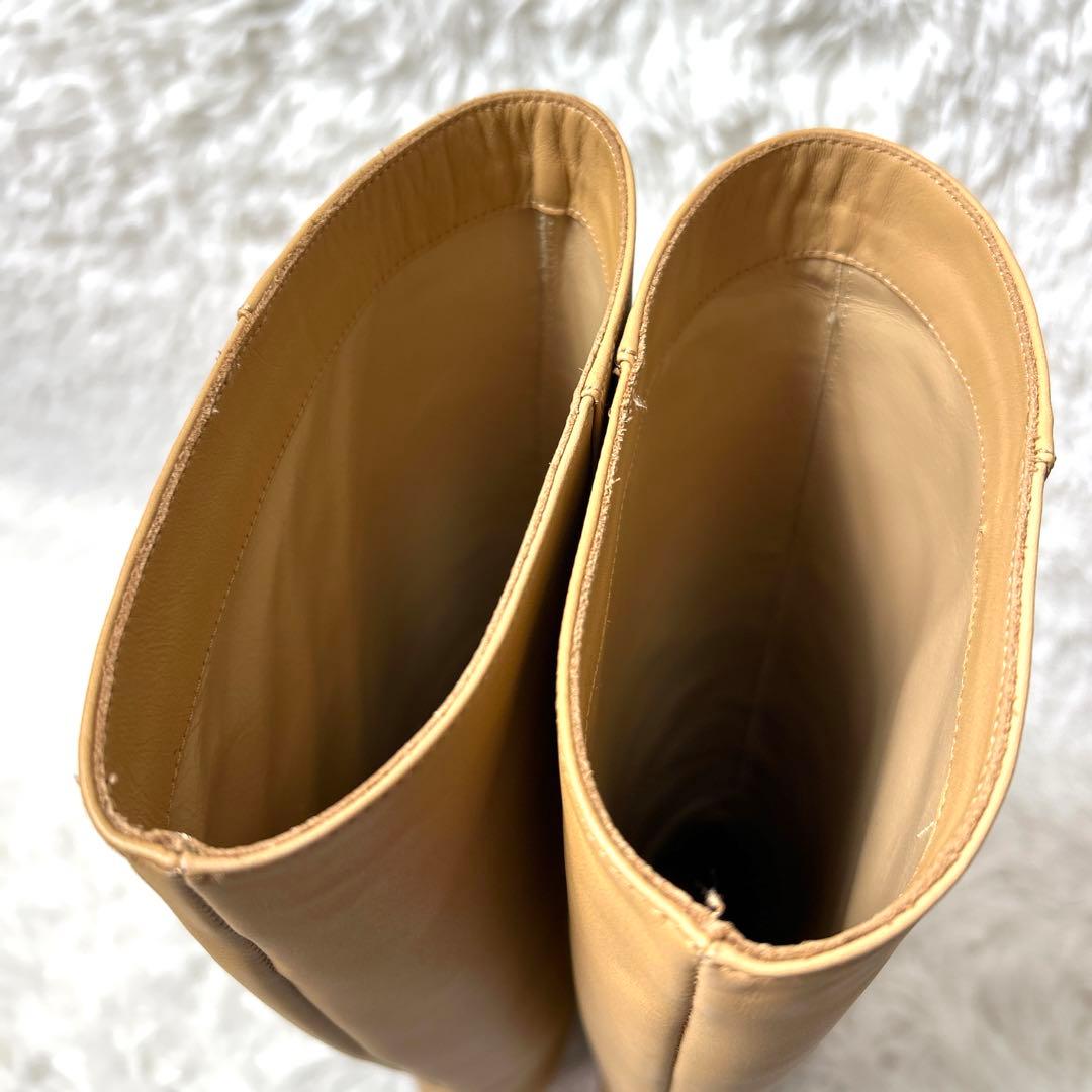 【未使用品】FABIO RUSCONI×ANAYI レザーロングブーツ ベージュ