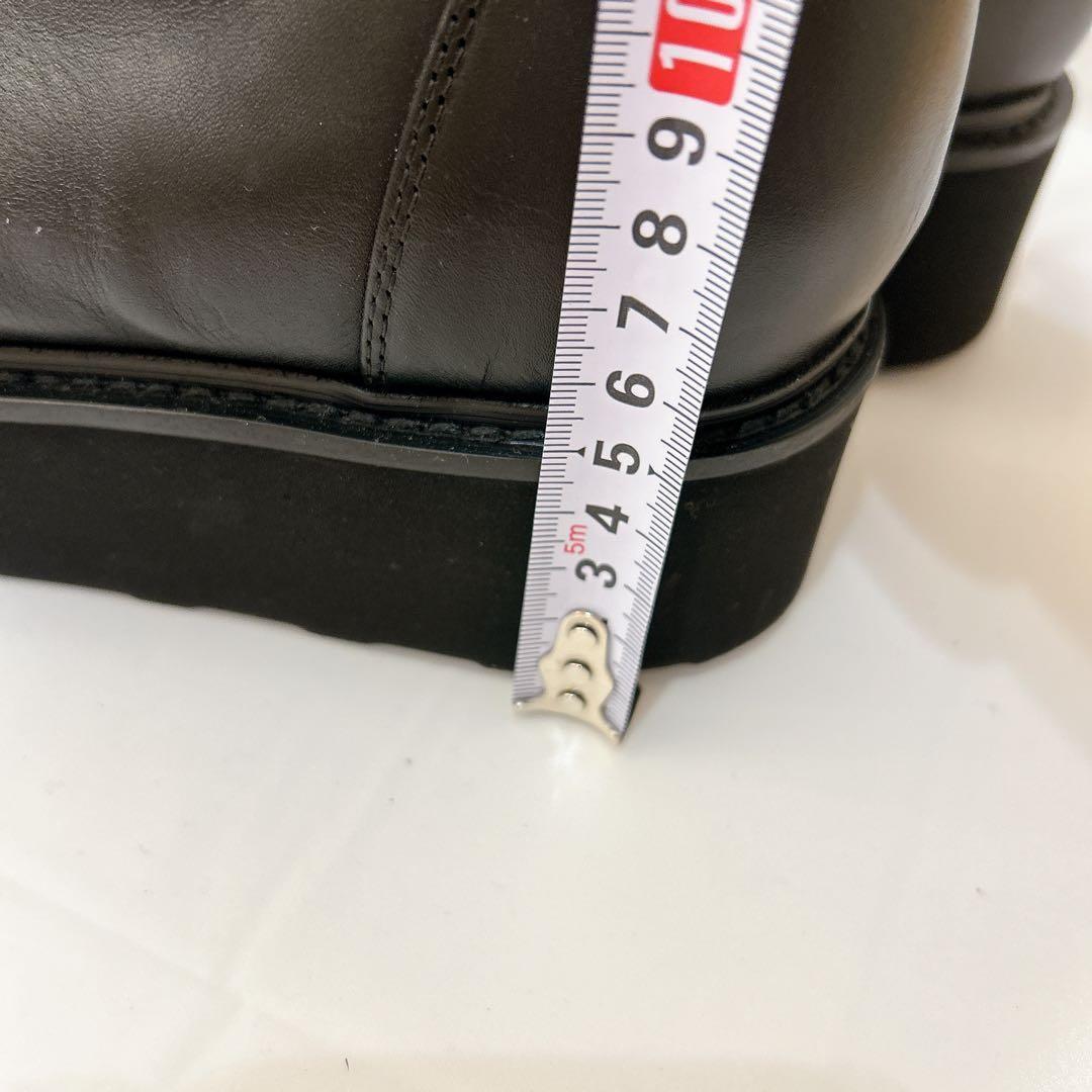冬物セール❗️美品CAMINANDOブラックレザー厚底ブーツ サイドジップ26cm