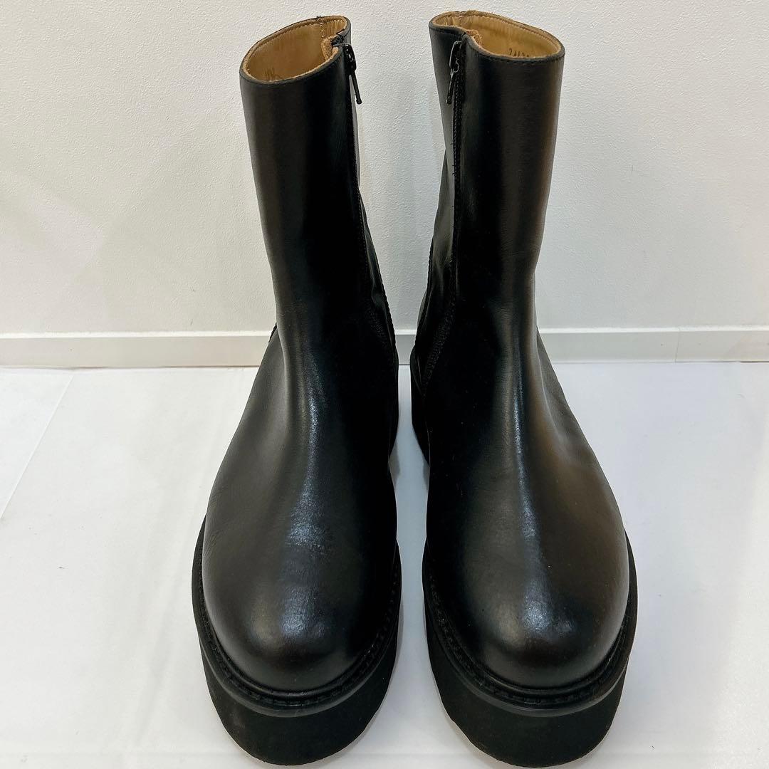 冬物セール❗️美品CAMINANDOブラックレザー厚底ブーツ サイドジップ26cm
