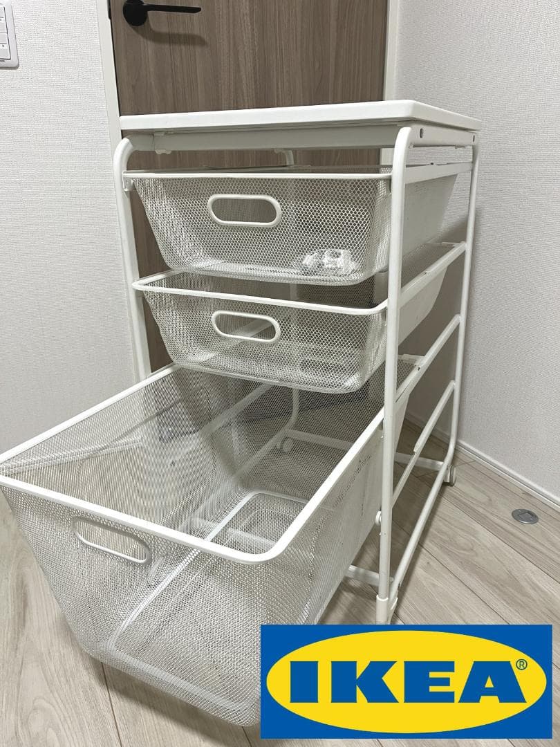 【廃盤品】 IKEA アルゴート　天板あり　ラック3段　キャスター付き　スッキリ