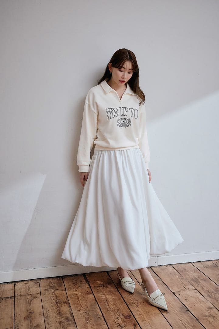 スカート Gather Balloon Long Skirt Herlipto