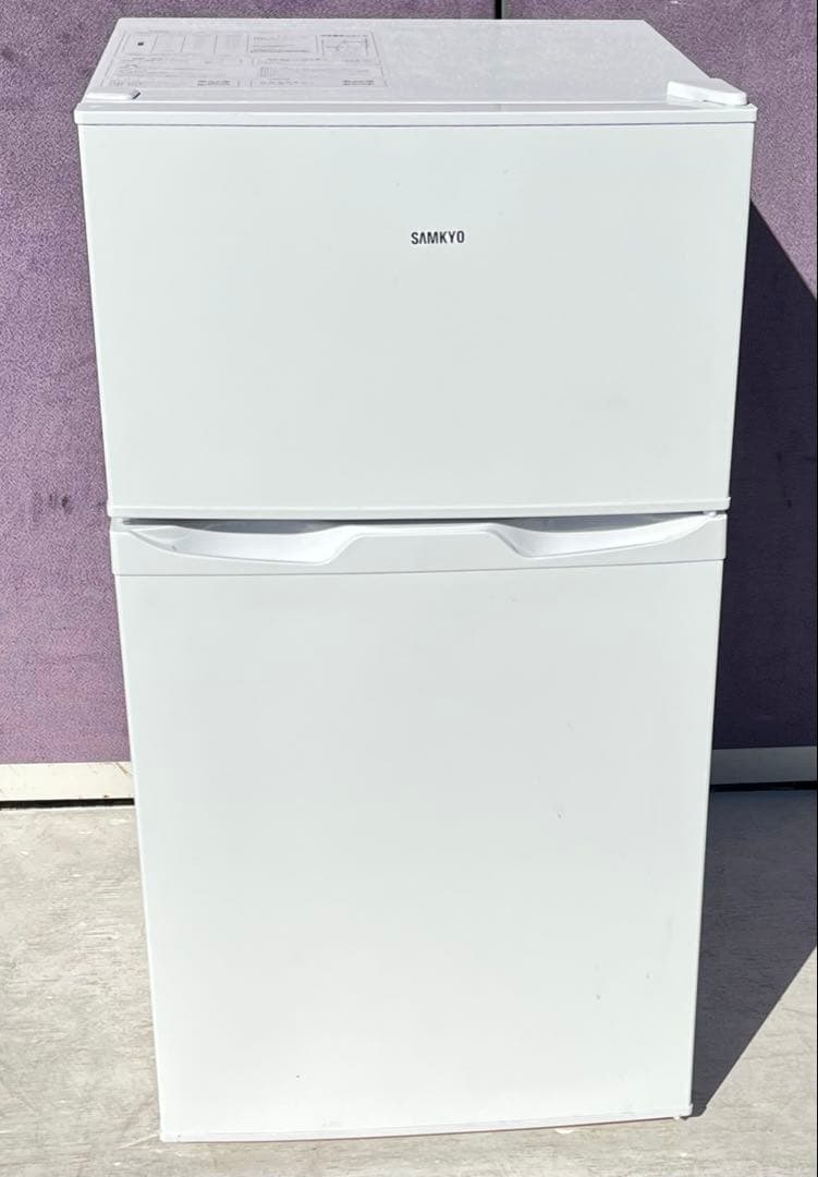 SAMKYO 2ドア冷蔵庫 ホワイト 型番：GU90 容量：95L 2021年