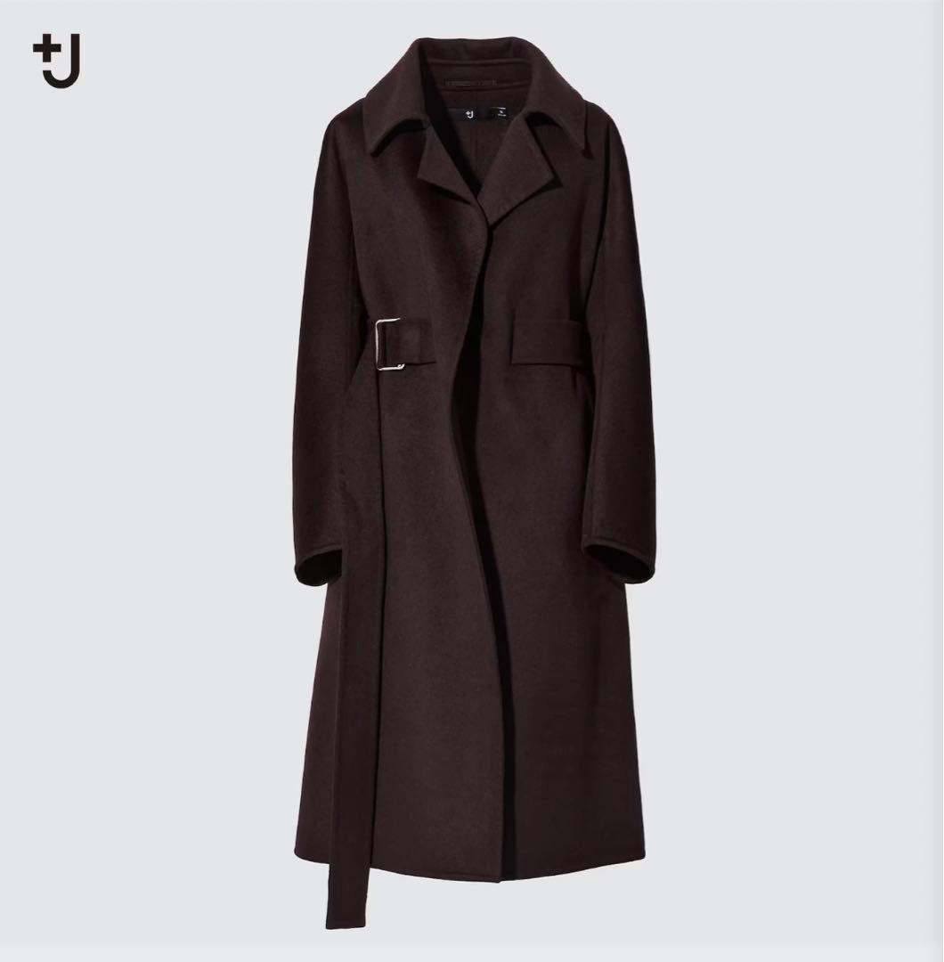 UNIQLO+J 希少完売　ダークブラウン カシミヤブレンドラップロングコート
