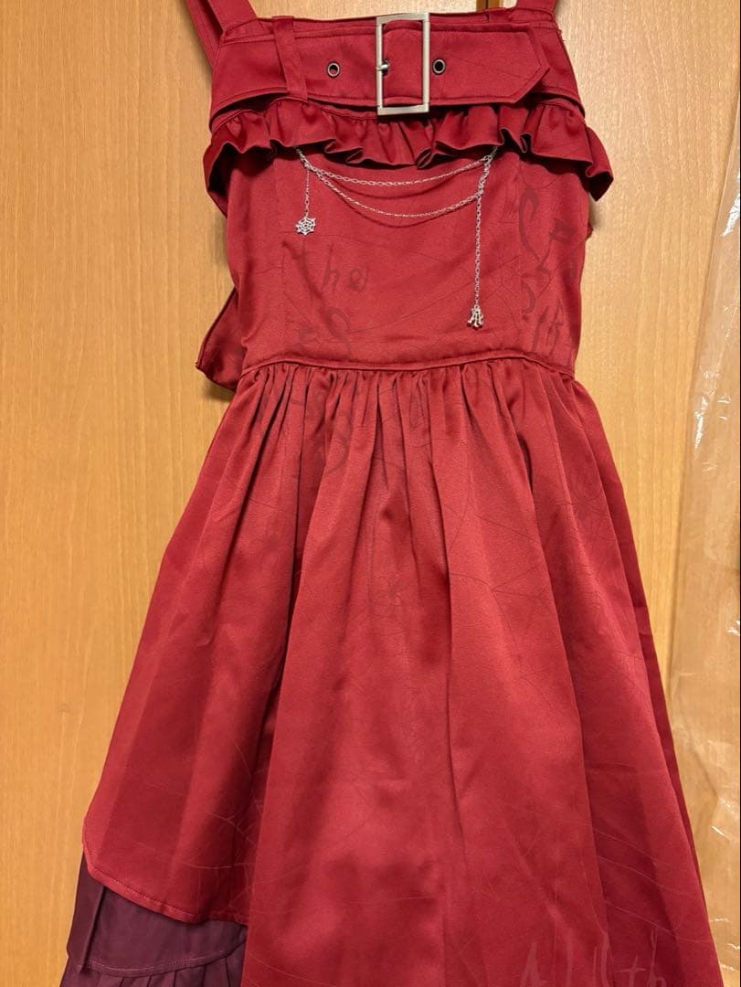 アリスアンドザパイレーツ蜘蛛の巣おばけプリントジャンパースカートエンジ（Red）