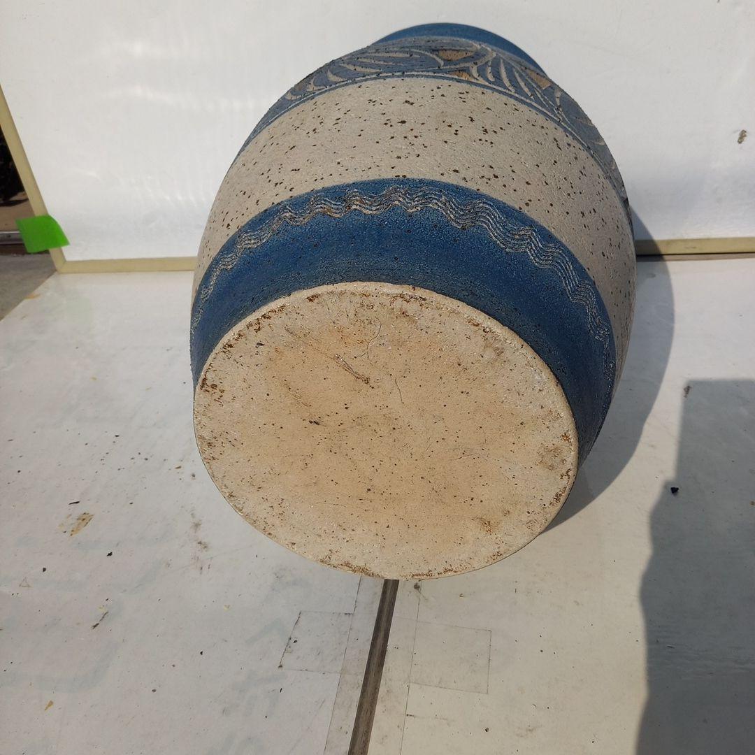 グリーン 陶器製 花模様の傘立て