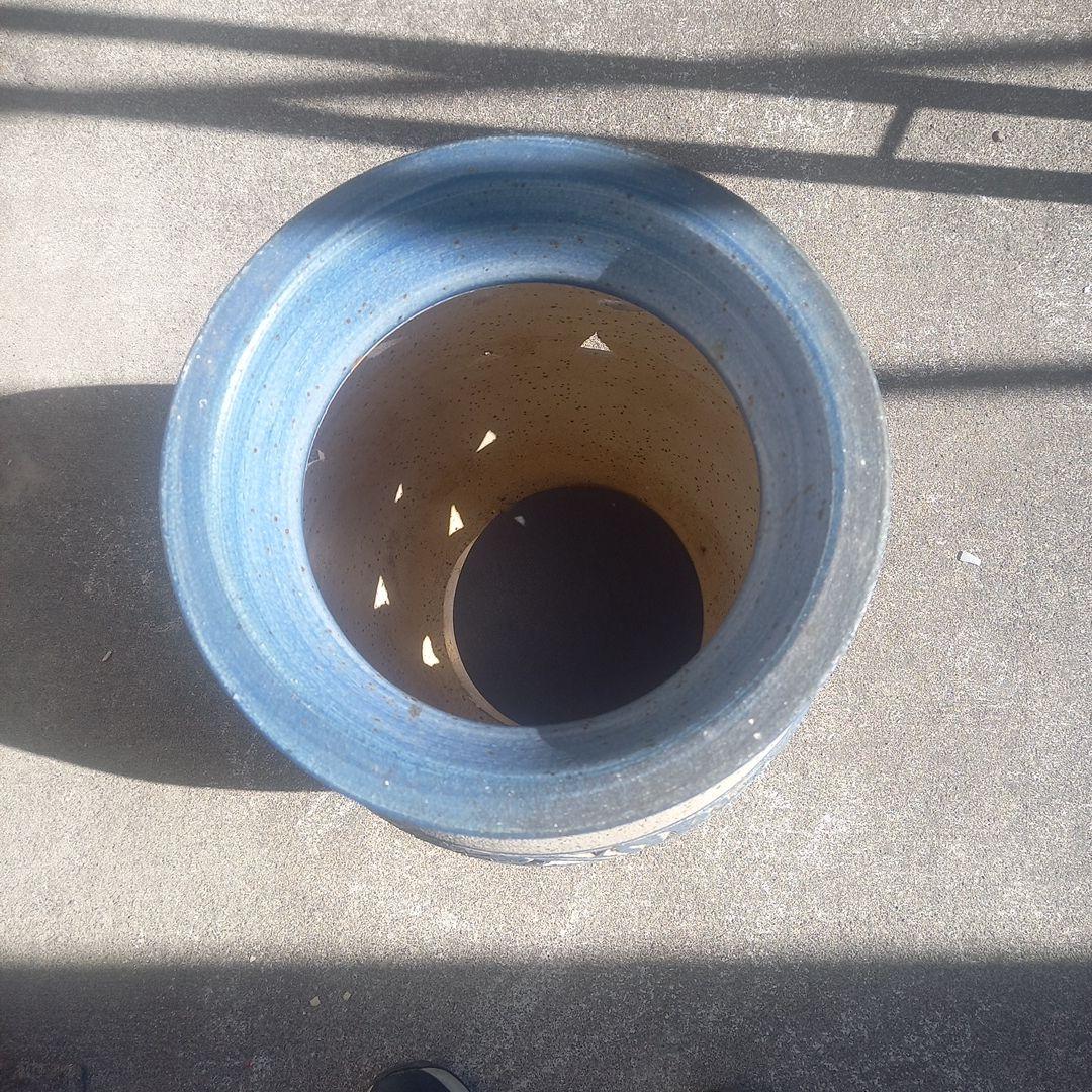 グリーン 陶器製 花模様の傘立て