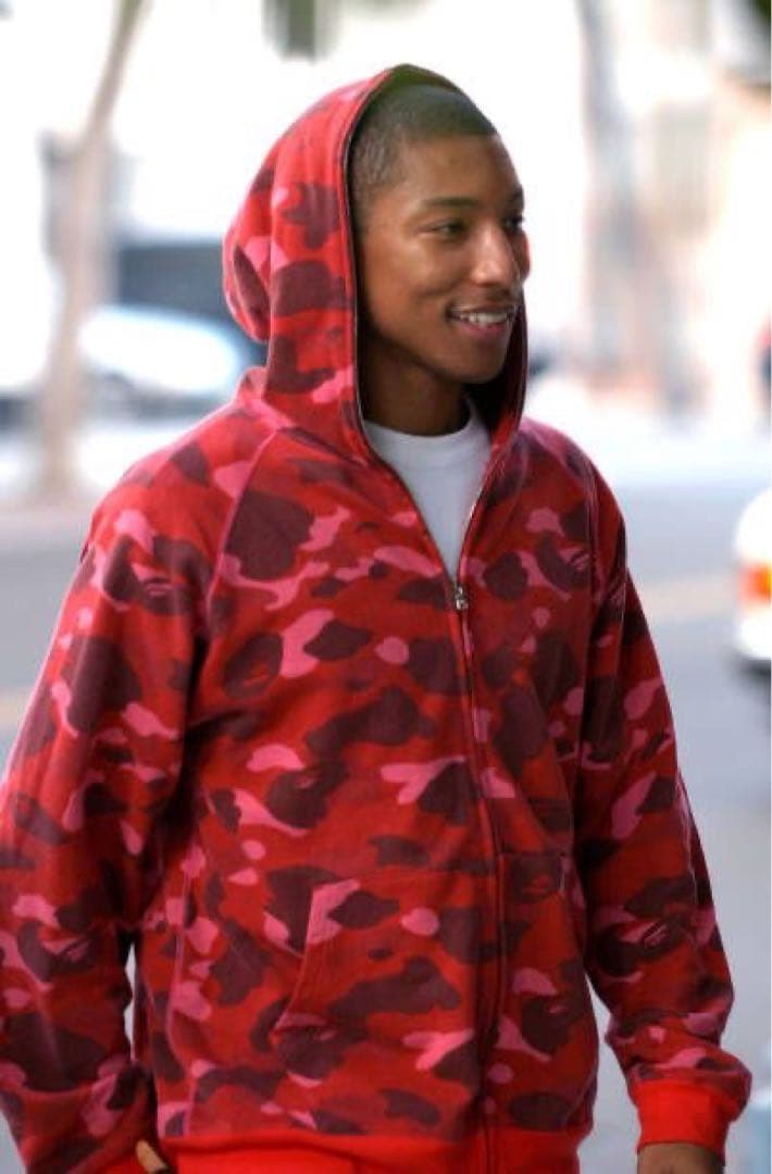 00s BAPE レッドカモ ファレルカモ ロンT L NIGO期 USED加工