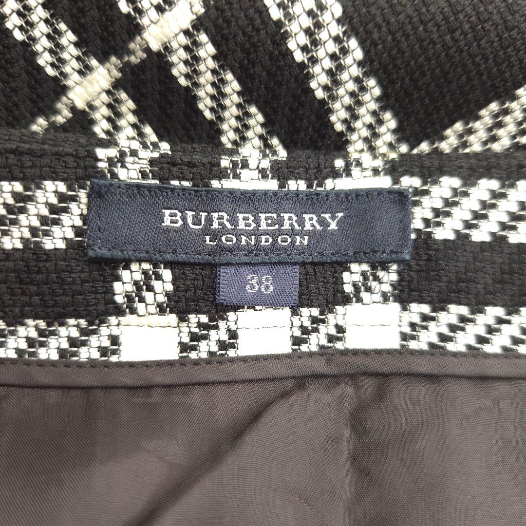 BURBERRY バーバリー 38 M ロング スカート チェック フレア 黒