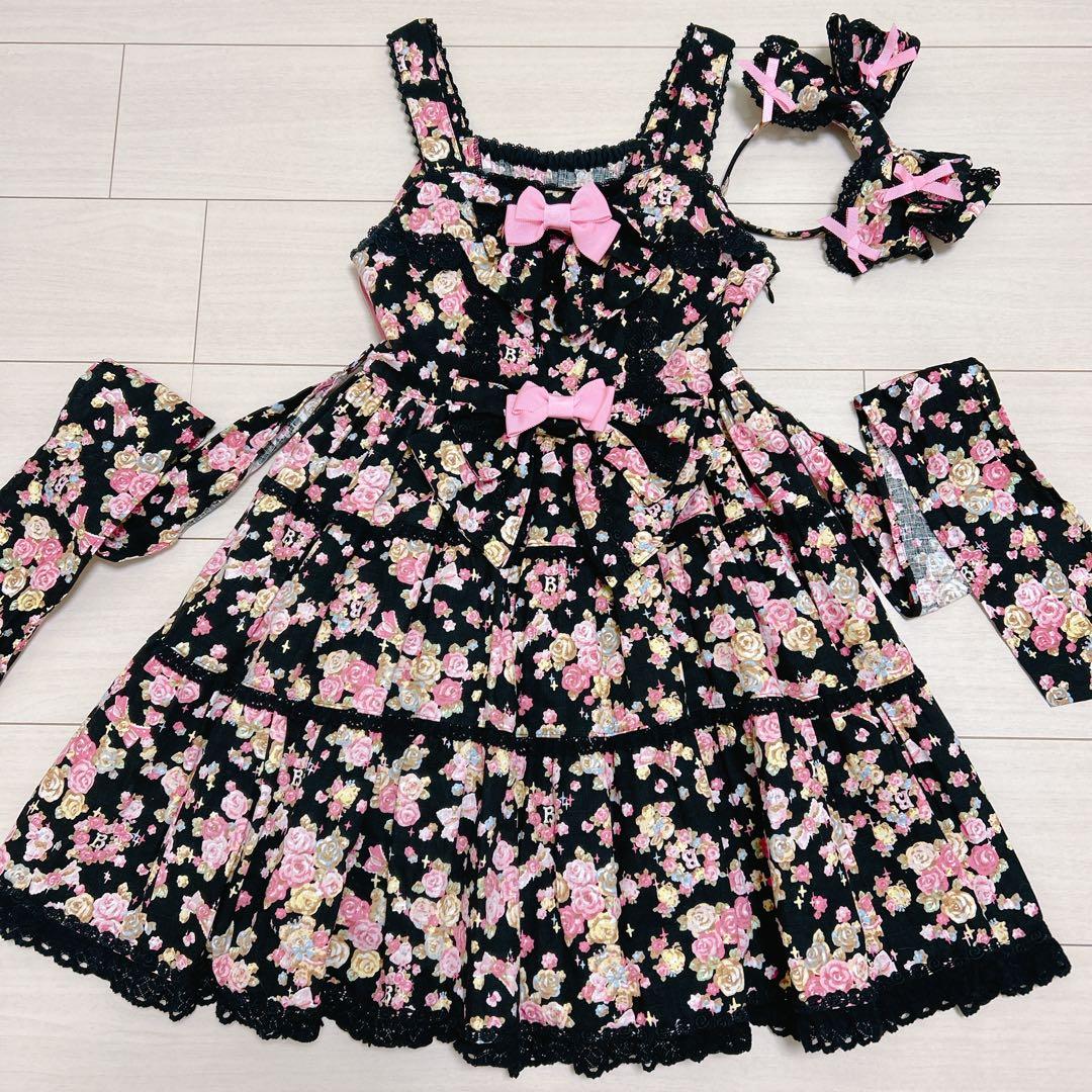 BABY ちびねこブーケ柄 ティアード JSK & リボンカチューシャ 値下げ中