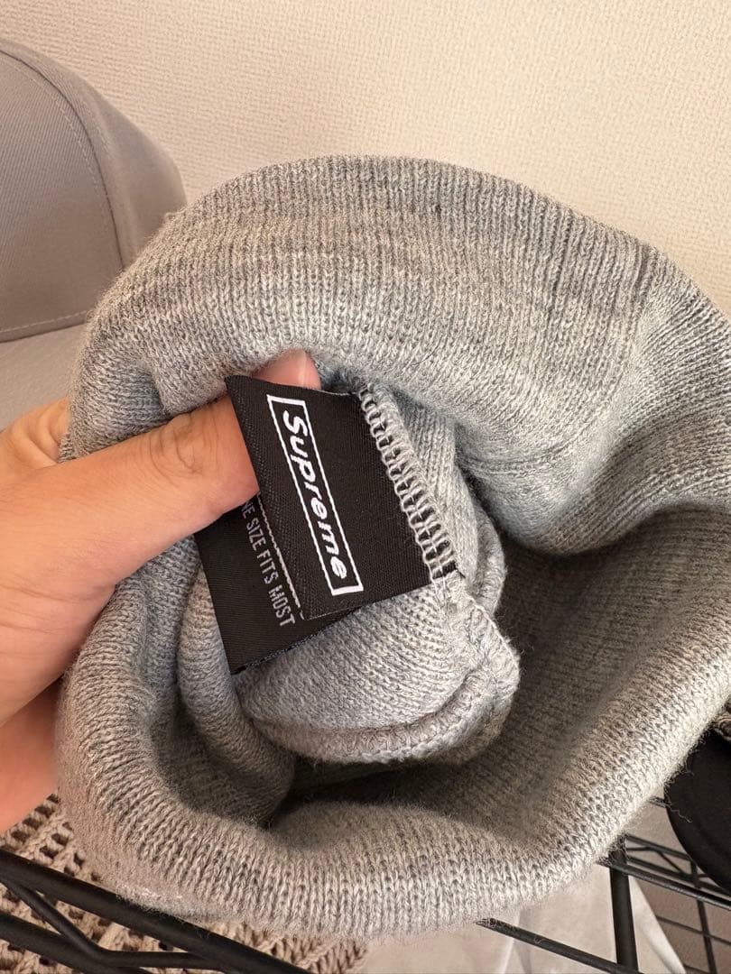 Supreme ニット帽 グレー カモboxロゴ