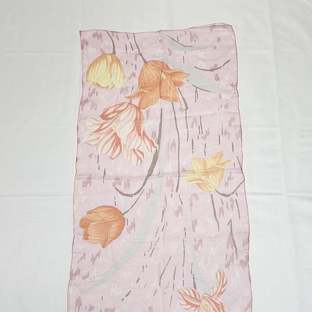 極美品 ★Ferragamo★ ストール シフォン 花柄 チューリップ ピンク