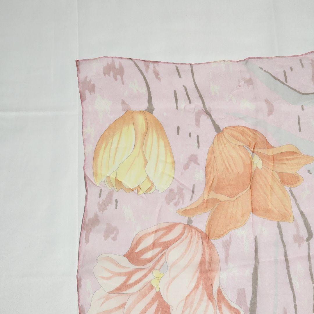 極美品 ★Ferragamo★ ストール シフォン 花柄 チューリップ ピンク
