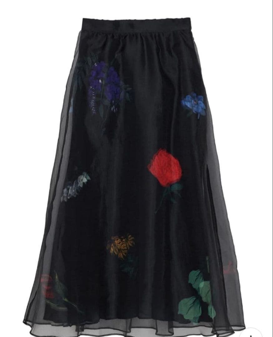 Ameri AMANDA SHEER PLEATS SKIRT S 花柄 シアー