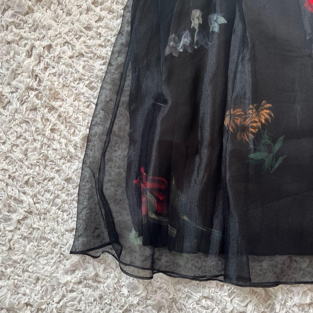 Ameri AMANDA SHEER PLEATS SKIRT S 花柄 シアー