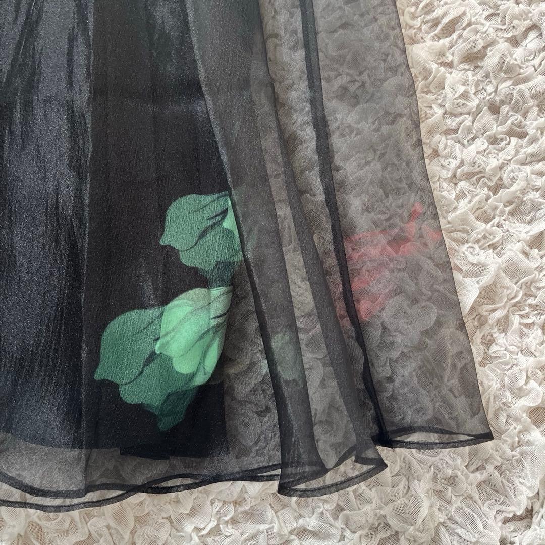 Ameri AMANDA SHEER PLEATS SKIRT S 花柄 シアー