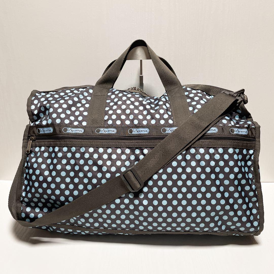 美品 大容量 2way レスポートサック ボストンバッグ ドット ブラウン XL