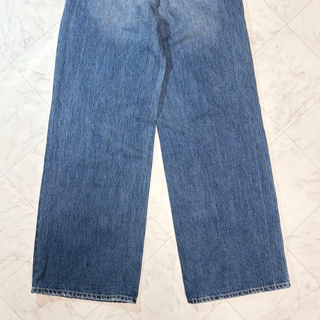 MOUSSY cross waist wide straight ダークブルー