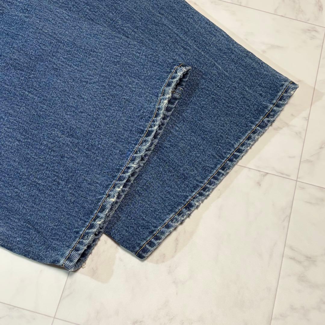 MOUSSY cross waist wide straight ダークブルー
