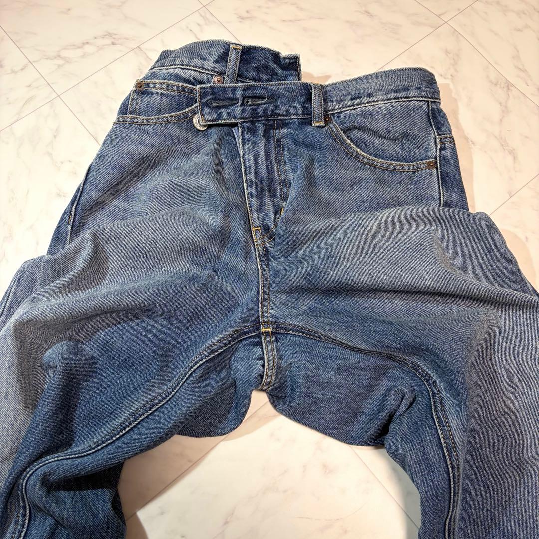 MOUSSY cross waist wide straight ダークブルー