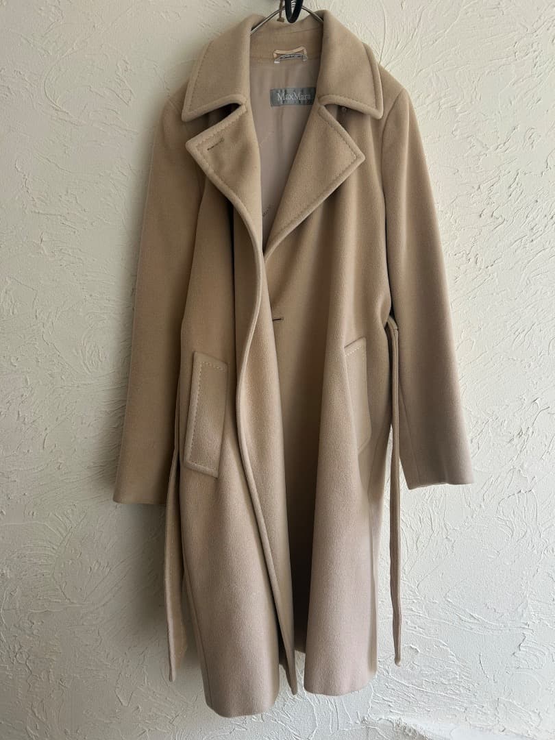 MAX MARA ロングコート アンゴラ ウール 銀タグ 裏地総柄