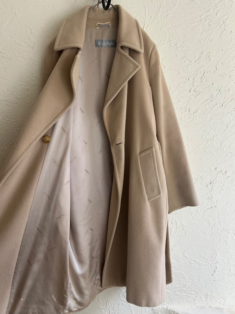 MAX MARA ロングコート アンゴラ ウール 銀タグ 裏地総柄