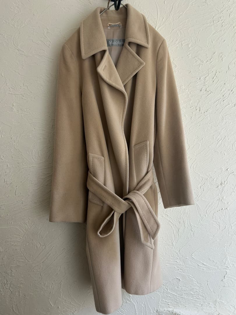 MAX MARA ロングコート アンゴラ ウール 銀タグ 裏地総柄