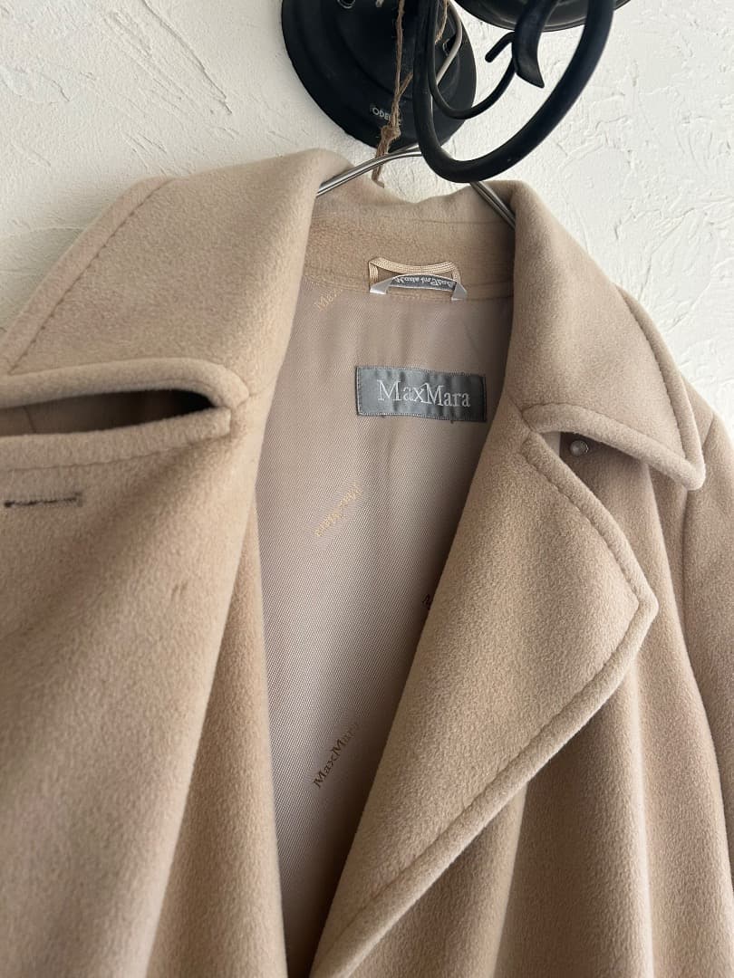 MAX MARA ロングコート アンゴラ ウール 銀タグ 裏地総柄